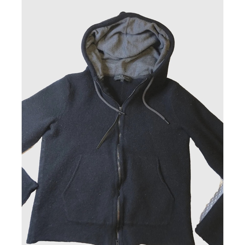 Rag & Bone - Women's XL - 100% Wool - Jacket - Full zip - Lined‎ Hood - Black